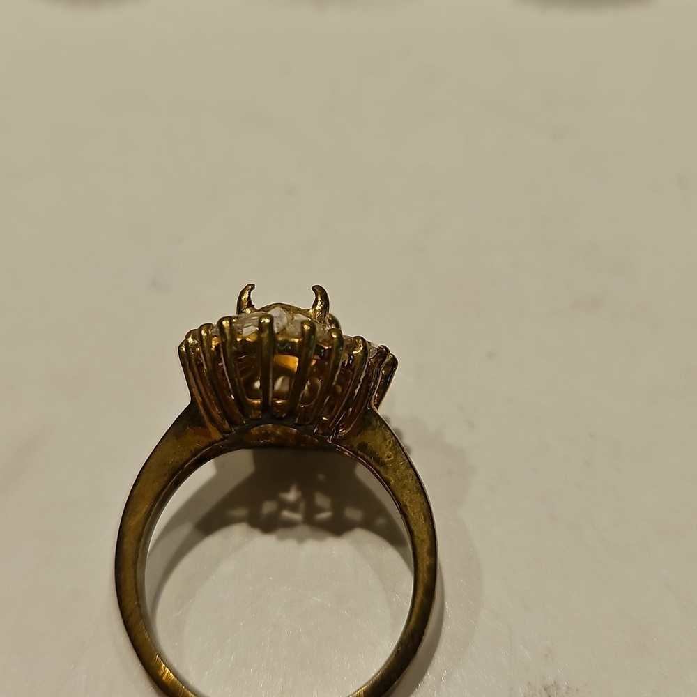 4 Goldtone & Rhinestone 6.5 Women's Prong Ring Setting - Picture 7 of 11